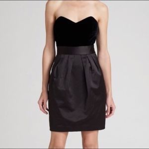 Theory Strapless Velvet Satin Mini Dress